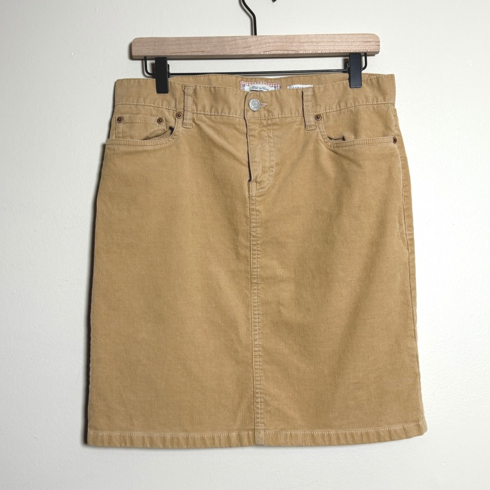 Old Navy VTG Womens‎ Corduroy Mini Skirt 8 Tan Stretch Straight Academia Preppy